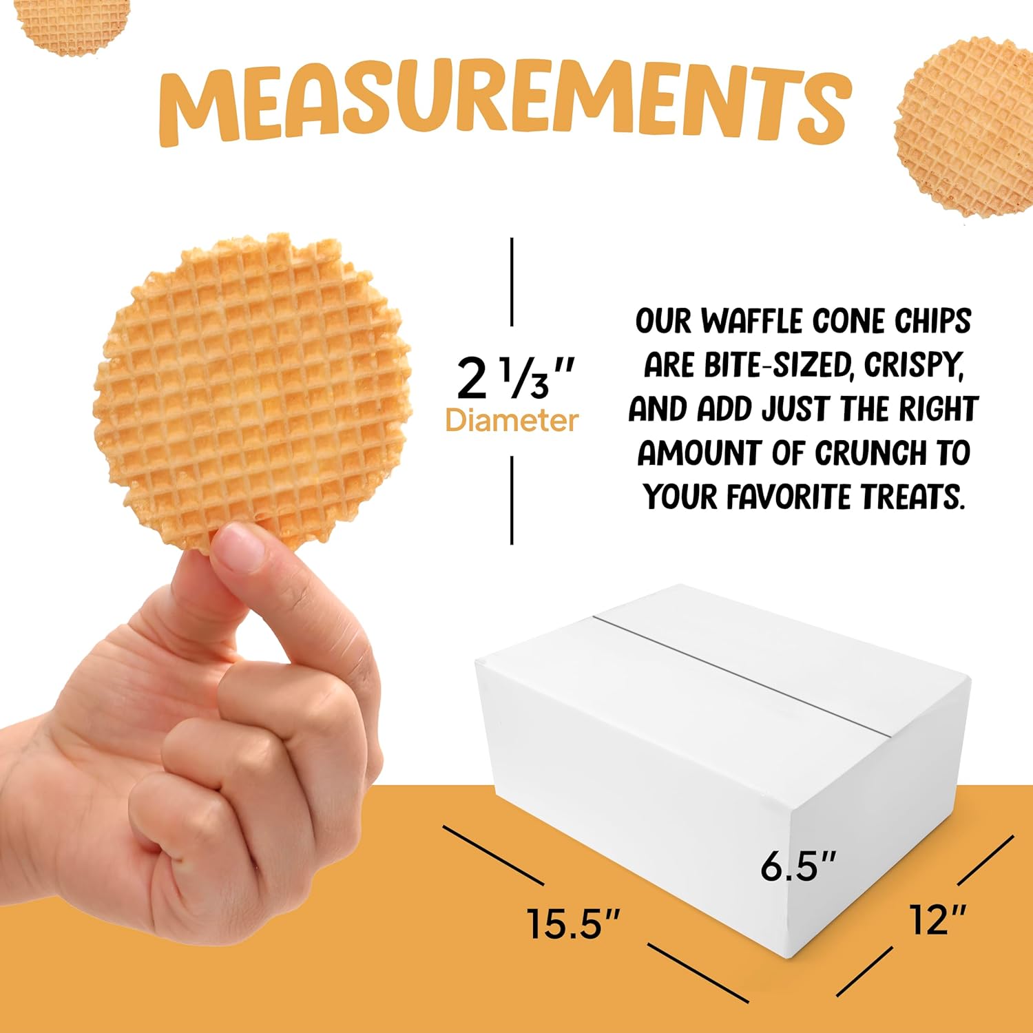 Waffle Cone Chips For Ice Cream Nachos - Round Waffle Cone Chips - Waffle Cones For Ice Cream - Crispy Waffle Chips - Ice Cream Cone Chips - Round Waffle Cookies - Bulk Pack - 1,000 Chips
