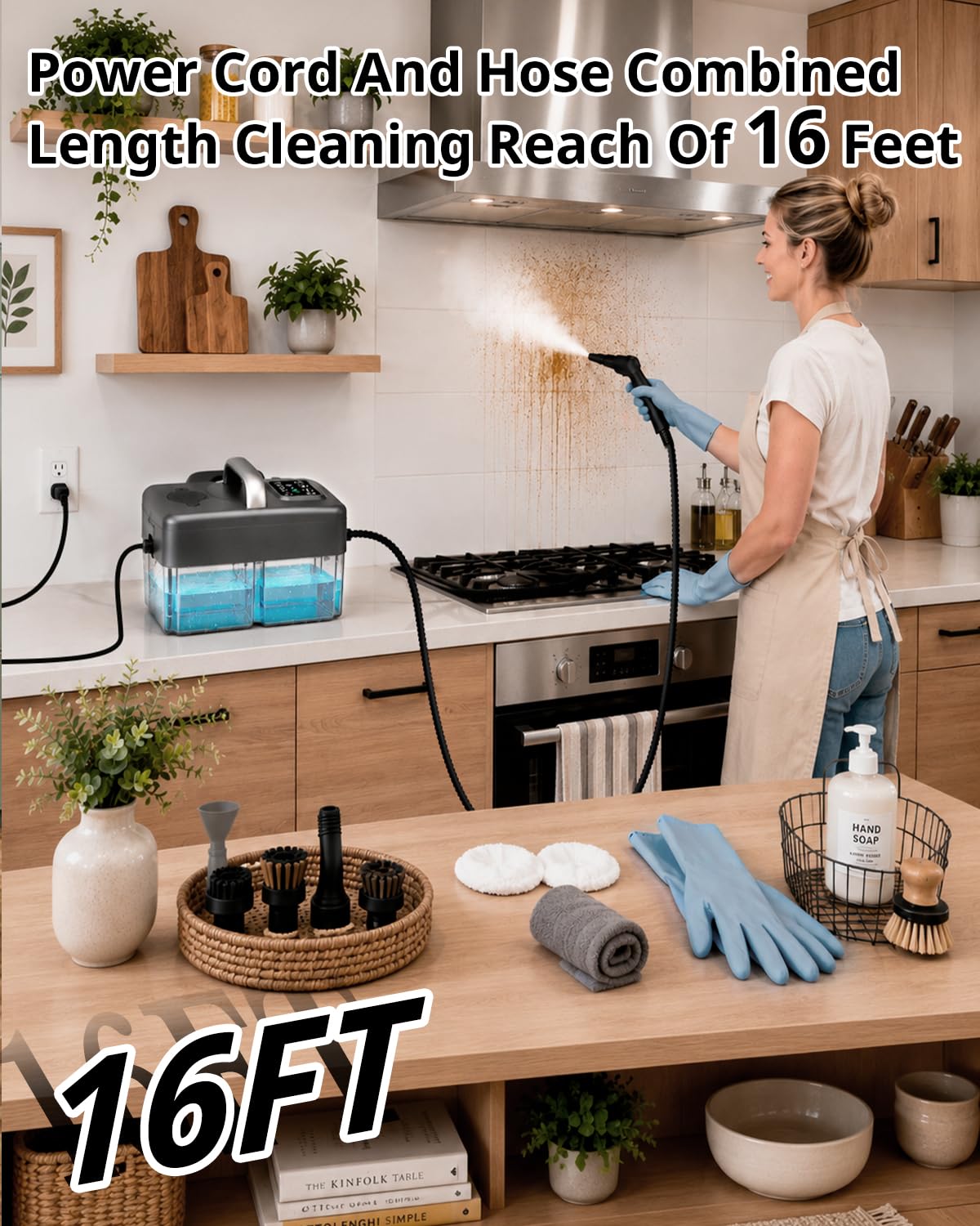 18-IN-1 Dampfreiniger Handgerät für Alles | 【2500W, 6-Stufig Einstellbar, 1,6L Wassertank】【120 °C Dampf,15s Aufheizzeit】 Dampfreinigung für Boden, Polstermöbel,Auto