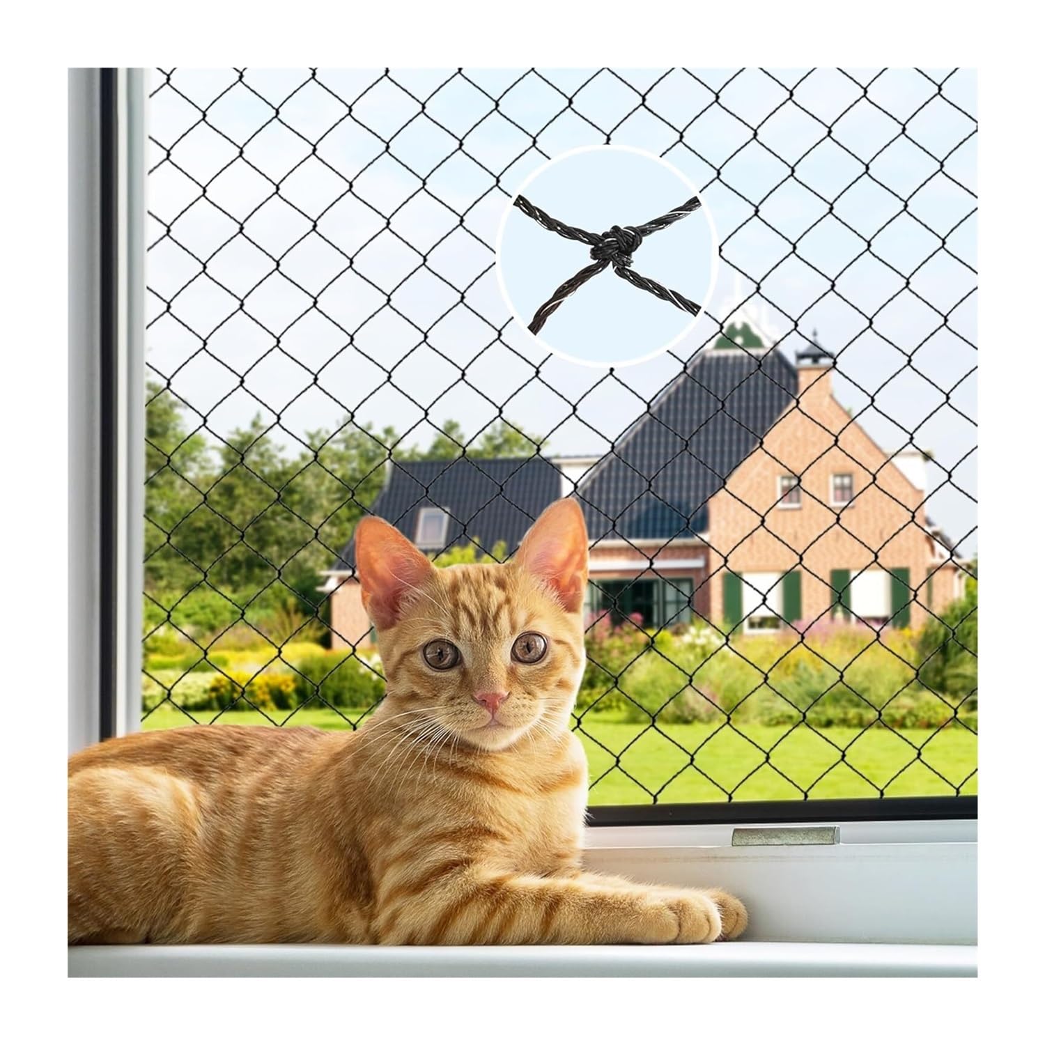 Stahldrahtverstärktes Katzennetz, Sicherheitsnetz for Balkonfenster(3x6m)