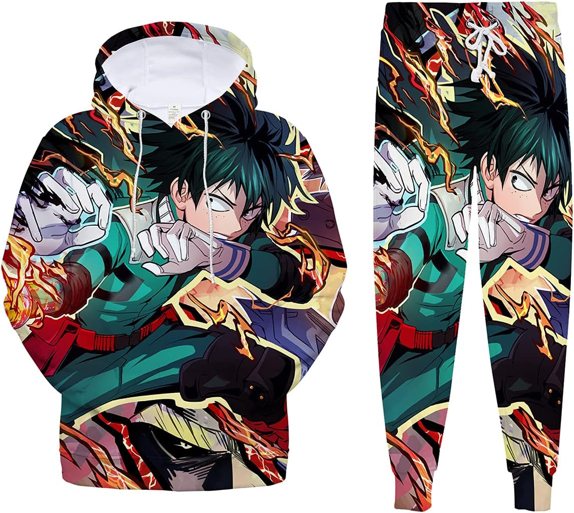 Vivimeng Anime Hoodie Suit Anime 3D Printed Tracksuit Cosplay Costume Sweatshirt Sweatpants Two Pieces Set Adult