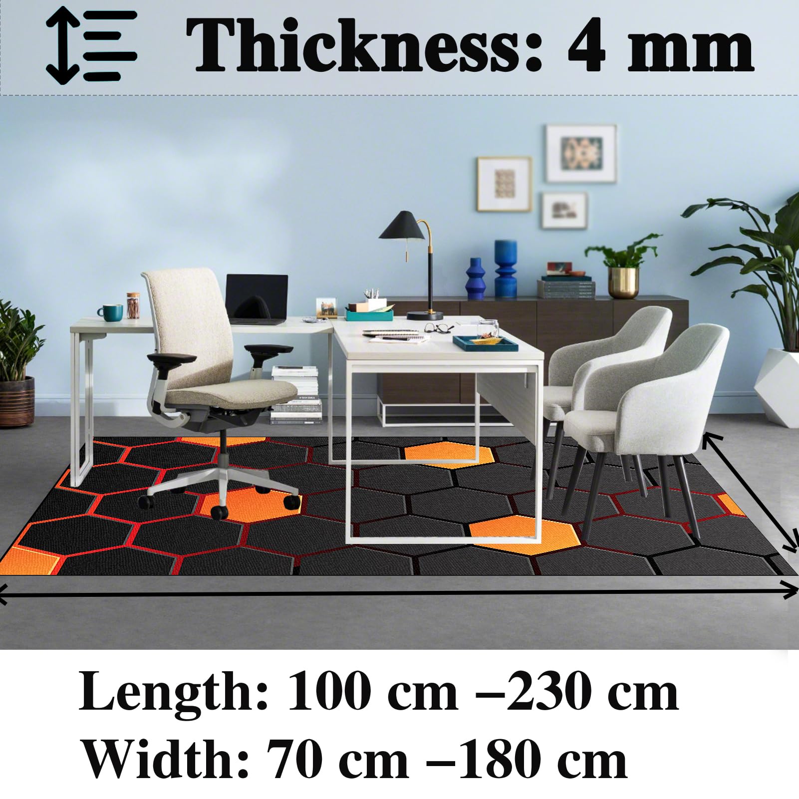 Schreibtischstuhl Unterlage, Gaming Bodenmatte für Rollstühle, Bodenschutzmatte Bürostuhl, Gaming Stuhl Unterlage, Teppich Unterlage-Kratzfest, Mehrzweck-Stuhlteppich für zu Hause 90 x 120 cm