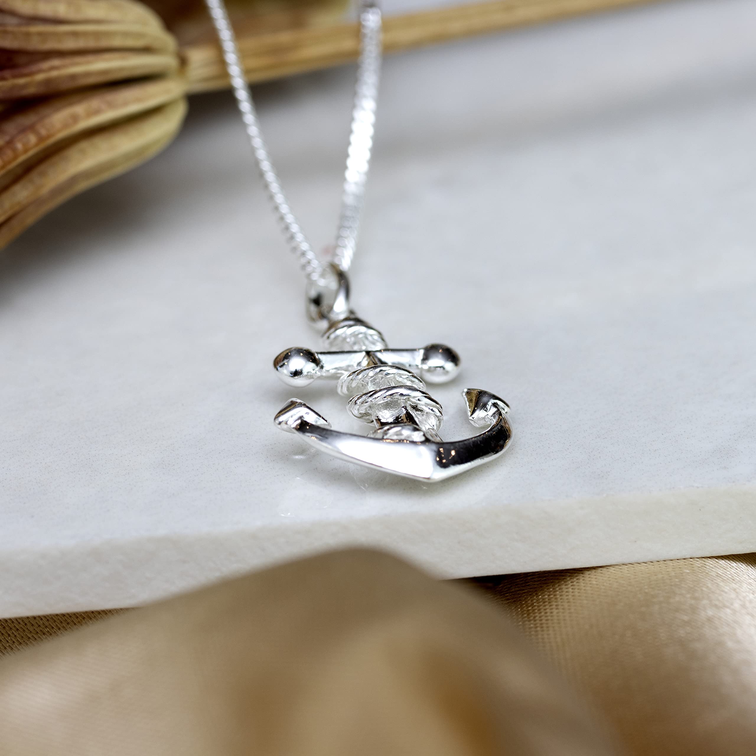Tuscany Silver Collana con pendente ancora avvolta da corda in argento sterling 925 su catena grumetta da 51 cm