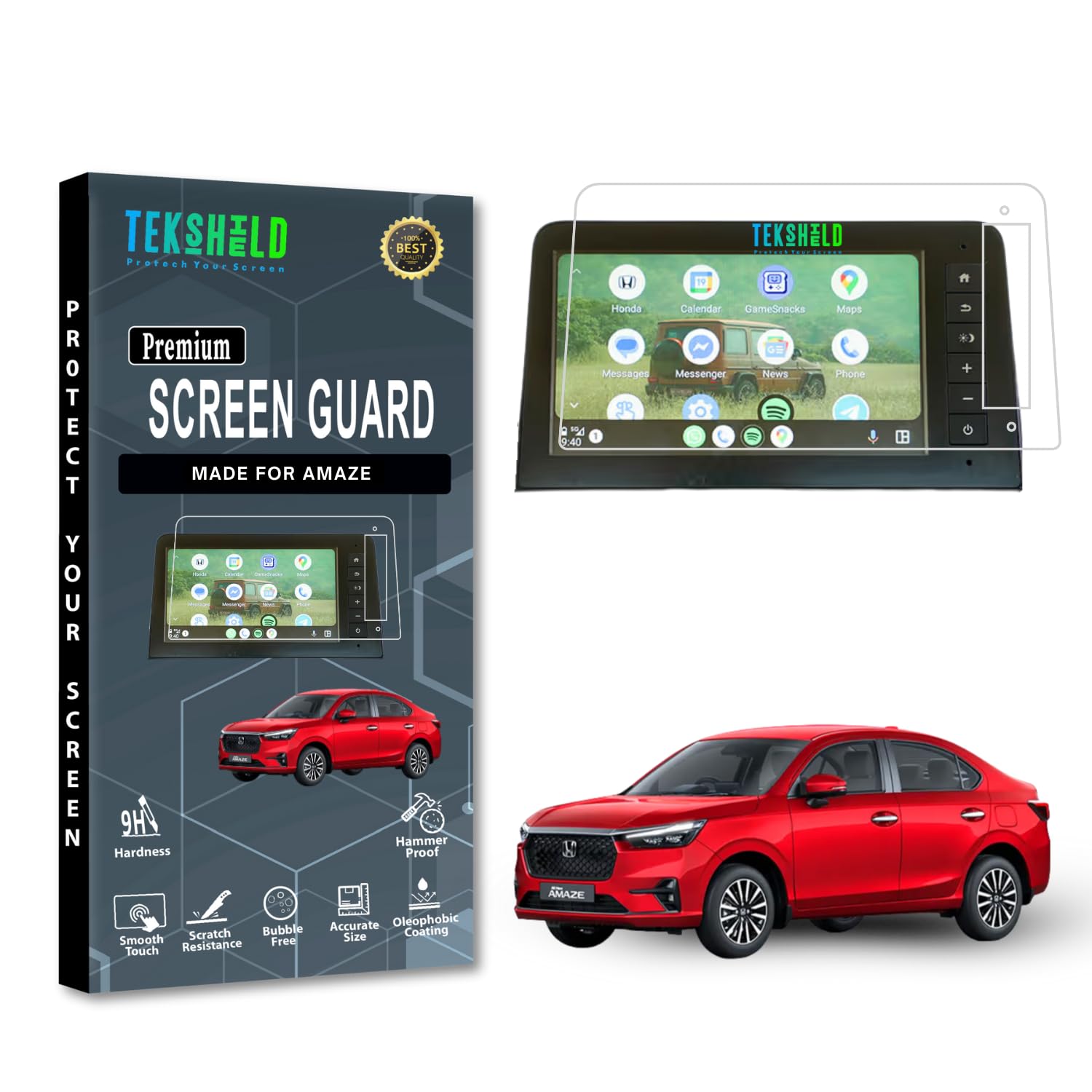 Screen Guard Protector for HONDA AMAZE 2024-Running || V, VX & ZX Models || 8-INCH Infotainment Screen || HD Clarity, 9H Hardness, Bubble Free, Unbreakable, Anti-Scratch [Not a Tempered Glass] Pack 1-image-46