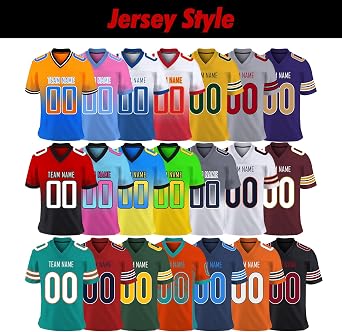 Custom Football Jersey - Customized Football Shirt, Personalized Team Name Number, Breathable Fabric - Youth & Adult Sizes