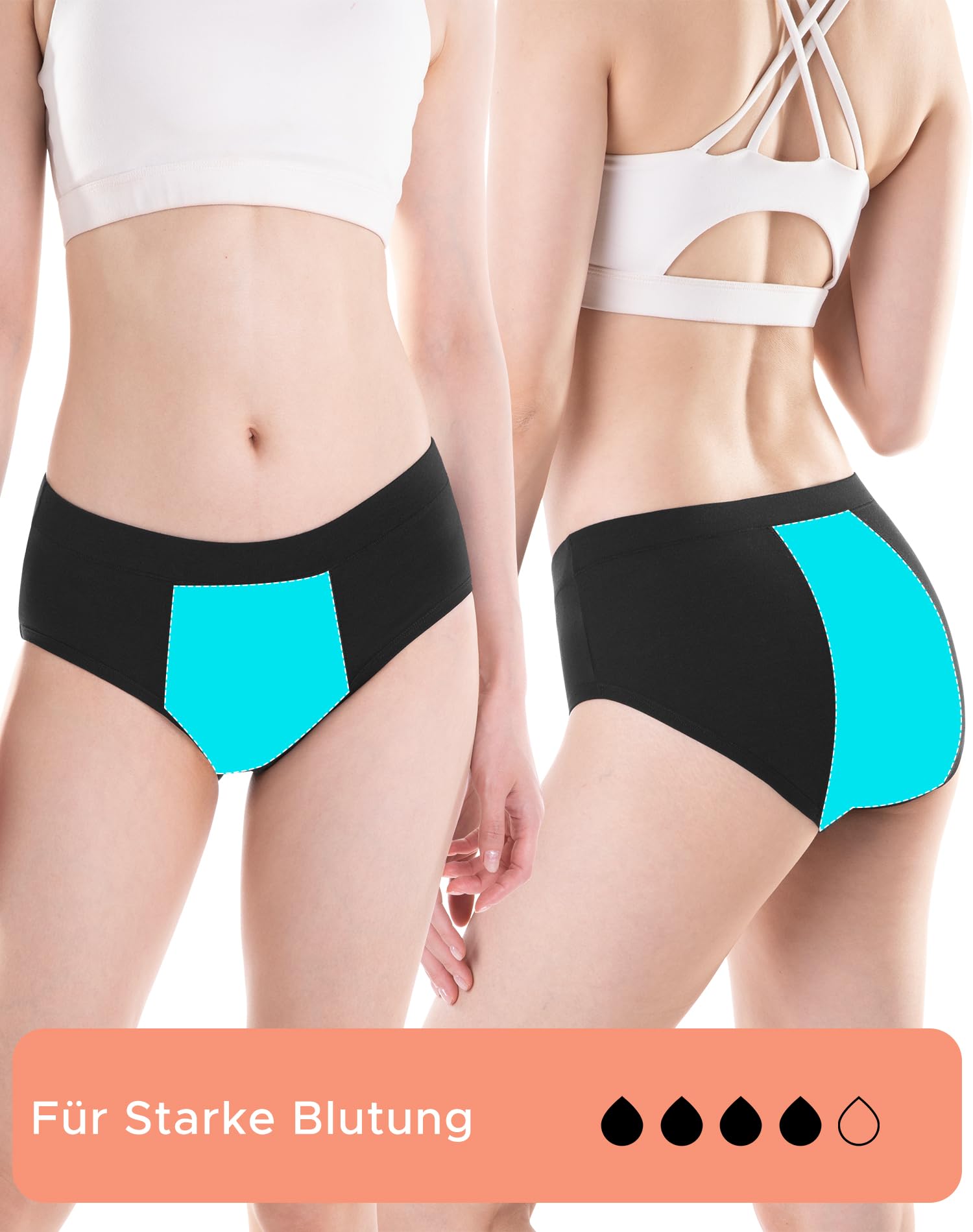 INNERSY Mutande Mestruali Ragazza Flusso Abbondante Slip Ciclo Mestruale Cotone 10-18 Anni Pacco da 3