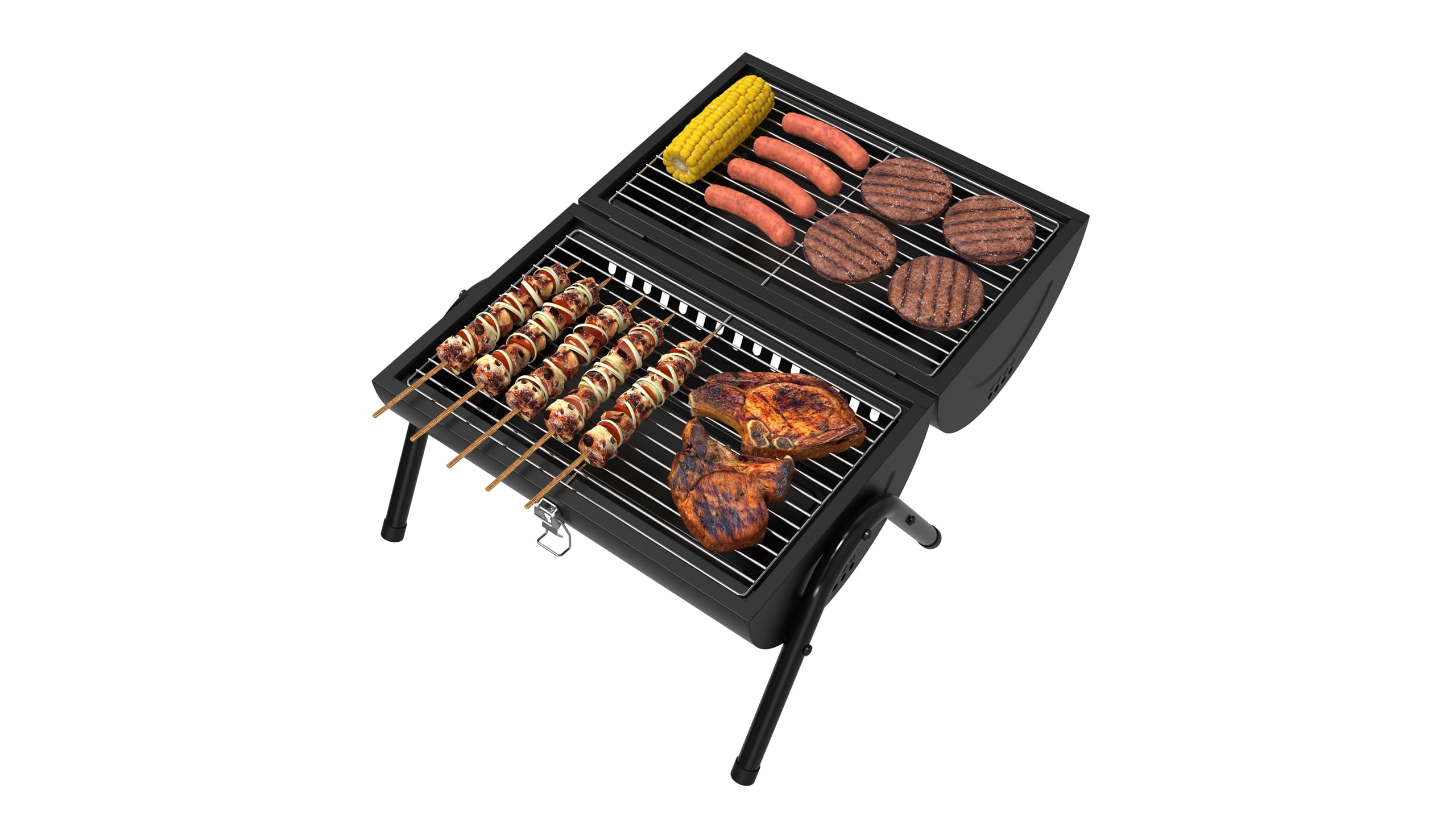 🔥 Portable Barrel-Style Charcoal BBQ Grill with Chimney Vent & Wooden Handle
