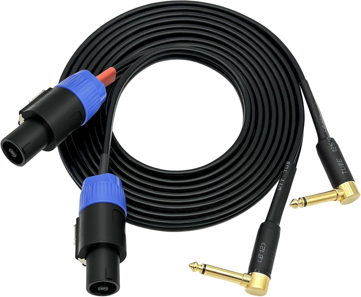 CNCESS Right-Angle 1/4 TS to Speakon Speaker Cable, 12AWG Soft Rubber, Amp to Cabinet Lead, 6 ft, 2-Pack