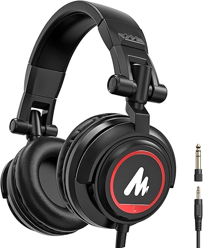 MAONO Auriculares para monitor de estudio Pro Drivers de 1.969 in, MH501 sobre la oreja, auriculares con cable no desmontables con conector de 0.138