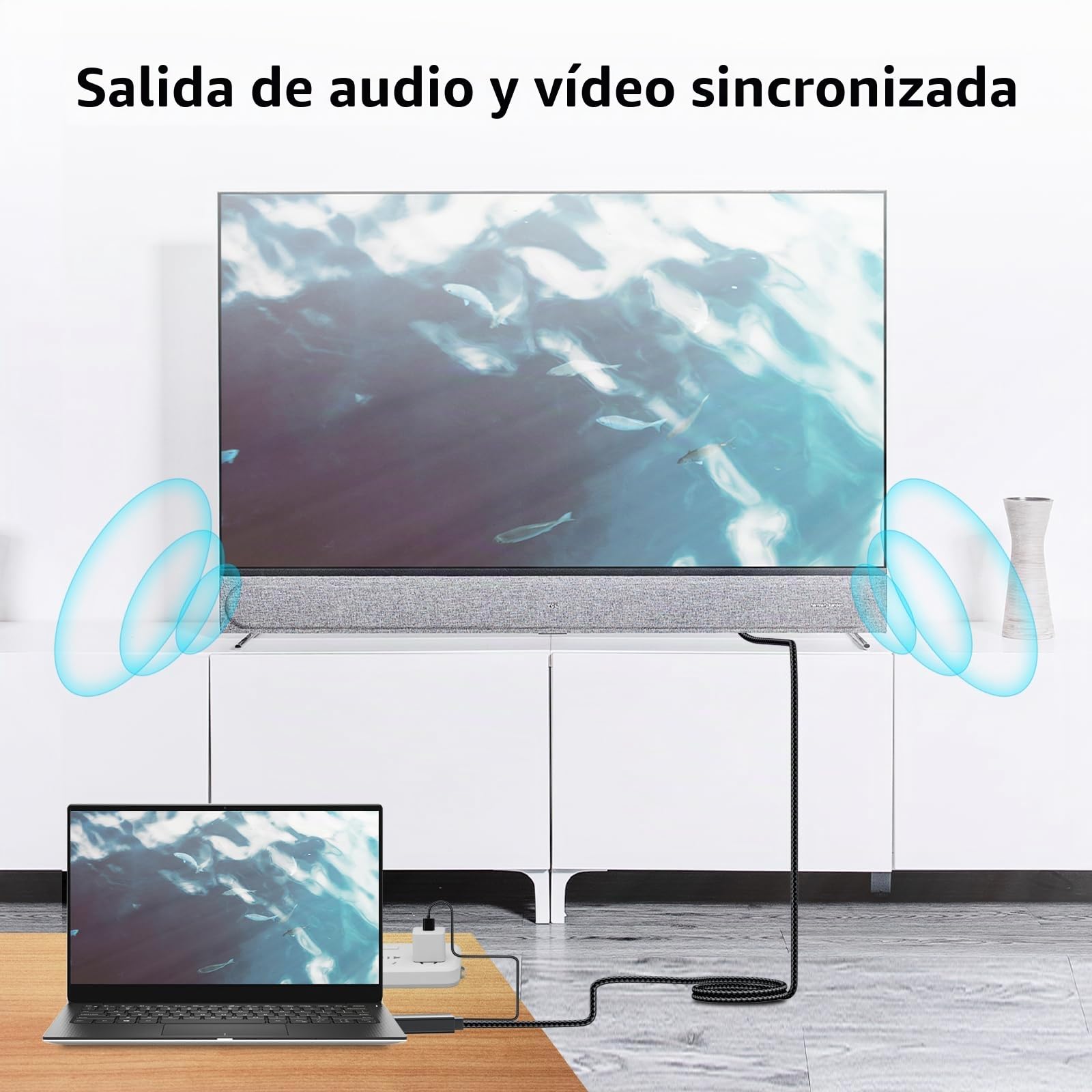BolAAzuL Cable HDMI a DisplayPort 4K @60Hz Negro, Unidireccional, Monitor Alimentado por USB, Entrada HDMI Macho a DP Macho Salida Convertidor