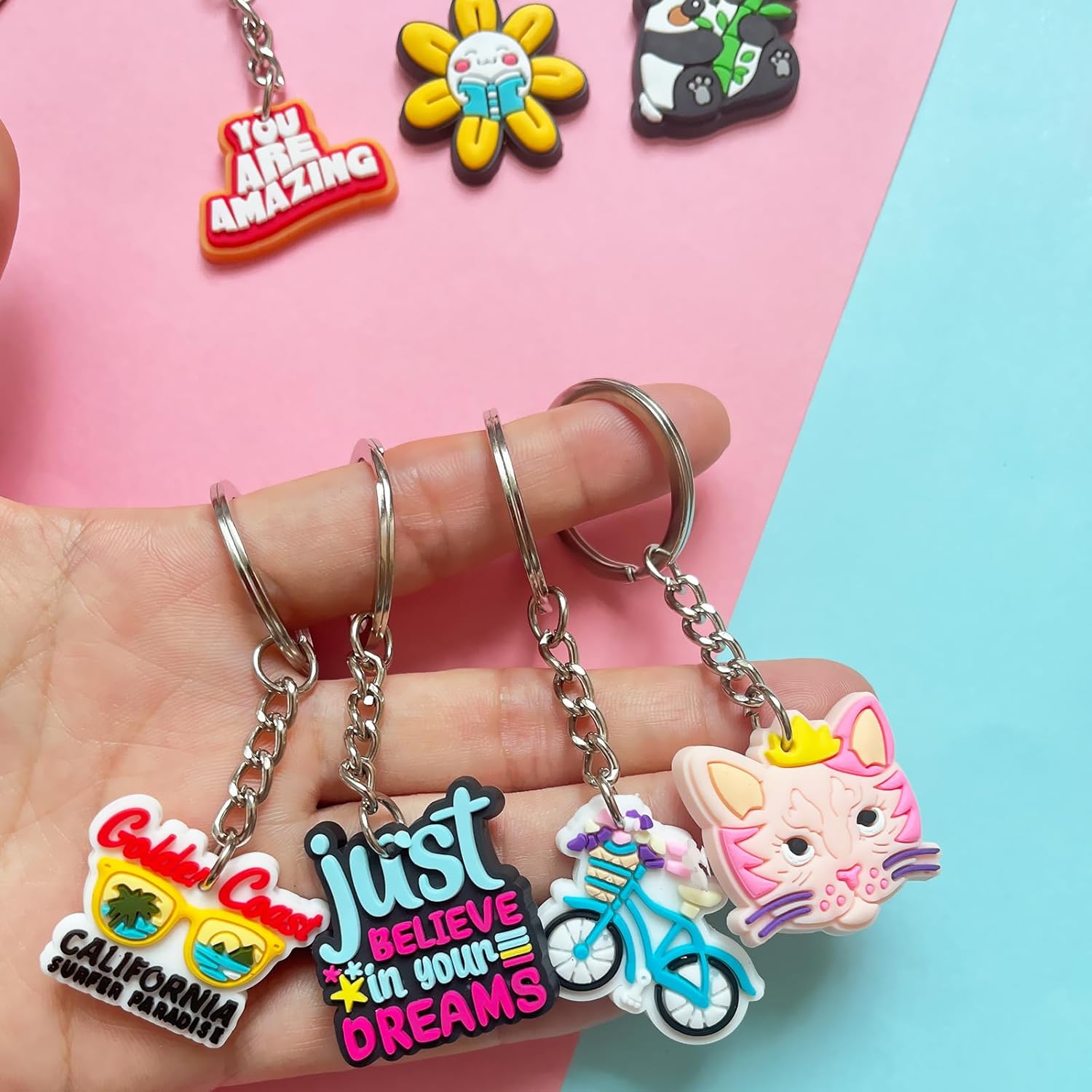 Random Cute Keychains,Mixed Non-Repeat Key Chain for Classroom Prizes Family Incentives Party Gift - Image 5