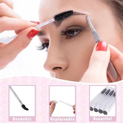 Miniatura 3 de Juego de 60 botellas y cepillos de champú para pestañas, 10 dispensadores de bomba de espuma, 10 cepillos de limpieza profunda de poros de nariz, 10