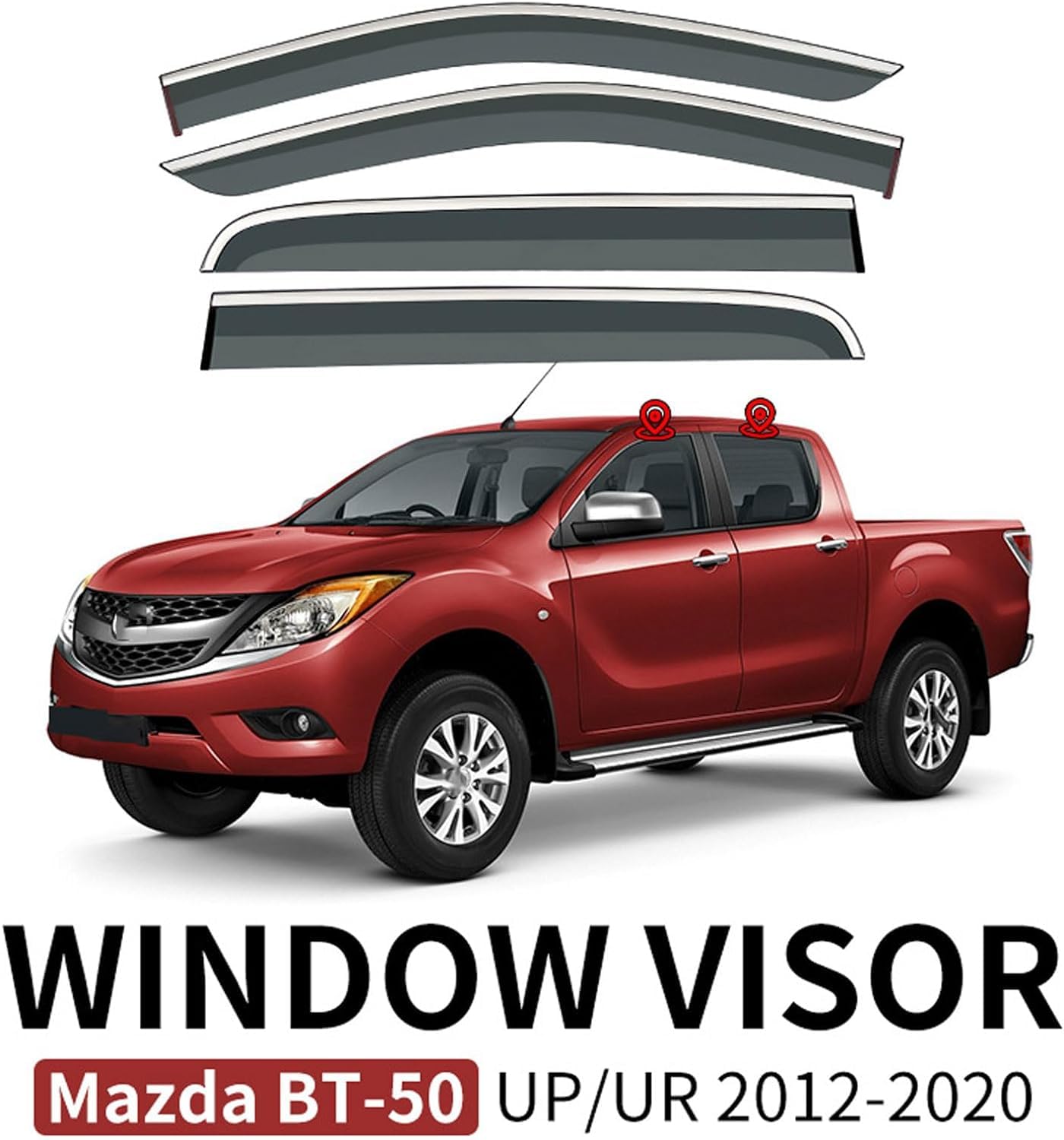 4 szt. owiewki samochodowe do Mazda BT-50 UP/UR 2012-2018 2019 2020, osłony przeciwsłoneczne, owiewki do okien bocznych, akcesoria samochodowe