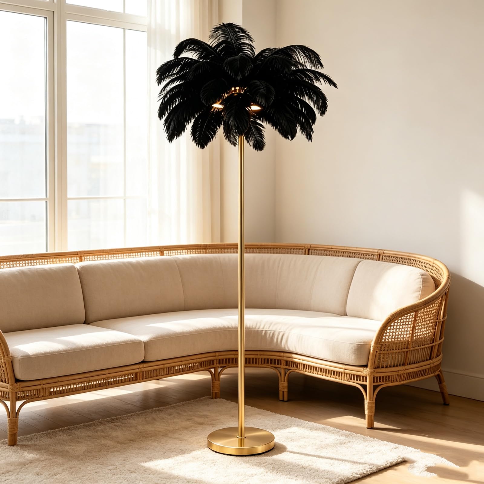 LCNDKF Decorative Tall Feather Floor Lamp