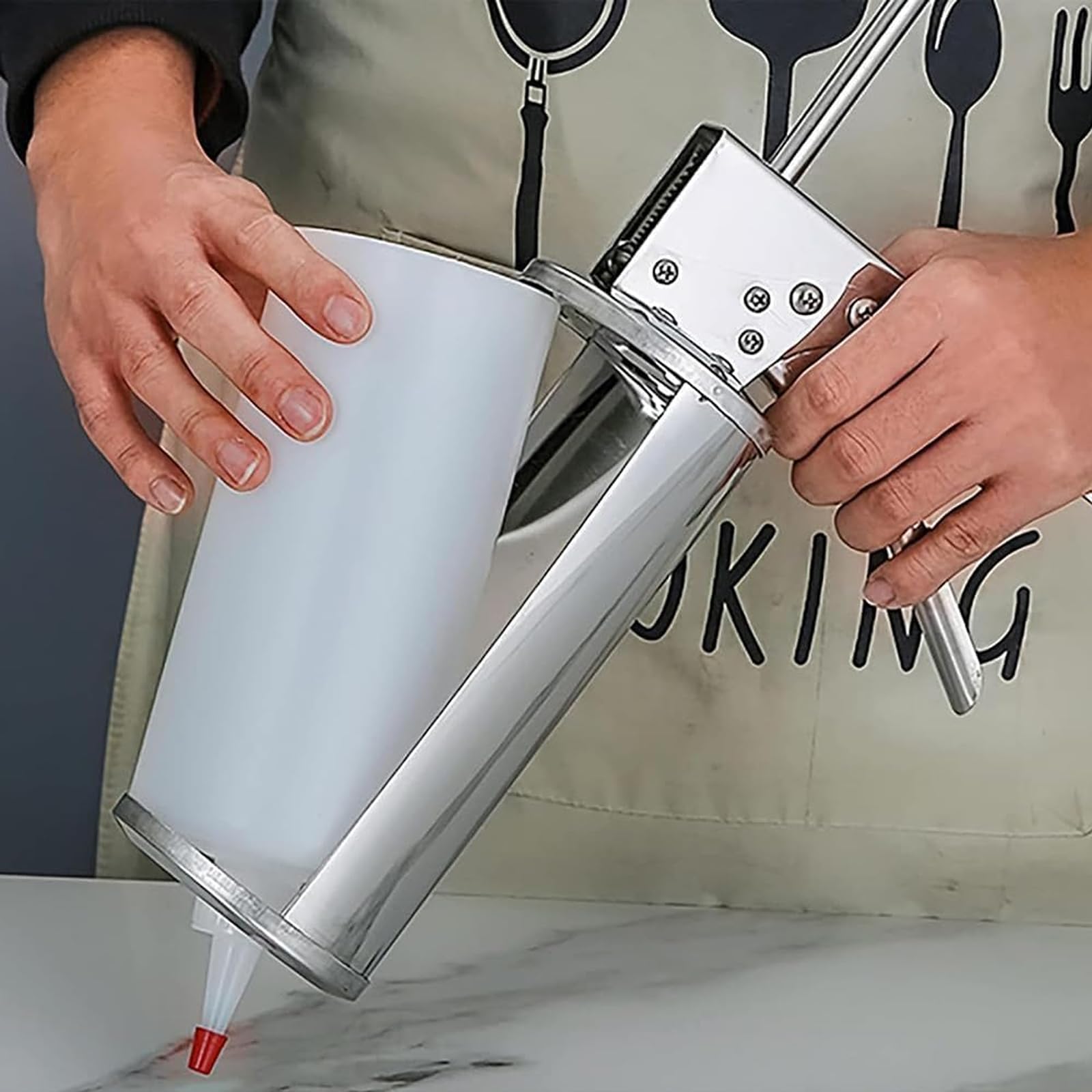 Dispenser Salsa Professionale 650 Ml - In Acciaio Inox, Con Dosatore, Per Hamburger E Condimenti - Foto 4