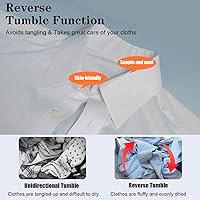 Vista 6 de COSTWAY Secadora eléctrica portátil de 1700W, secadora compacta de ropa de carga frontal con capacidad de 6 kg, tambor de acero inoxidable, panel