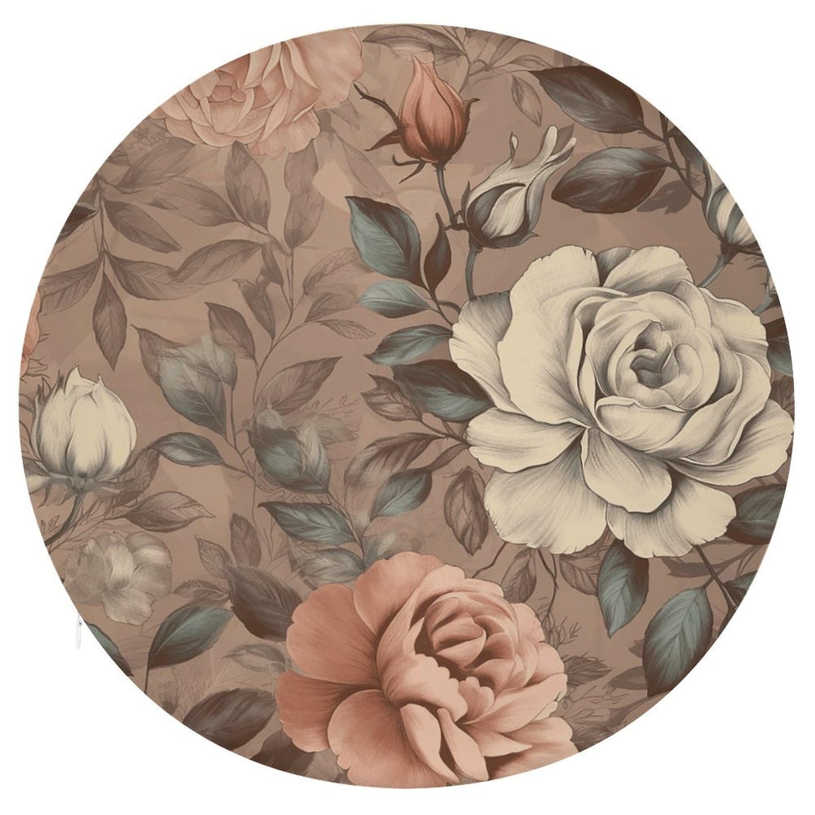 Wsoihfec Style Medieval Pattern Seat Cushion Round Chair Pad