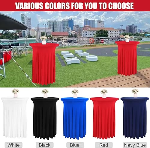 Miniatura 5 de Paquete de 4 faldas redondas de elastano de 32 x 43 pulgadas, fundas de elastano para mesa de cóctel con cortinas onduladas, mantel de cóctel