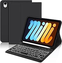 JADEMALL Keyboard Case for iPad Mini 6 8.3" 2021 - AZERTY Detachable Backlit Keyboard for iPad Mini 6 8.3 Inch, Black