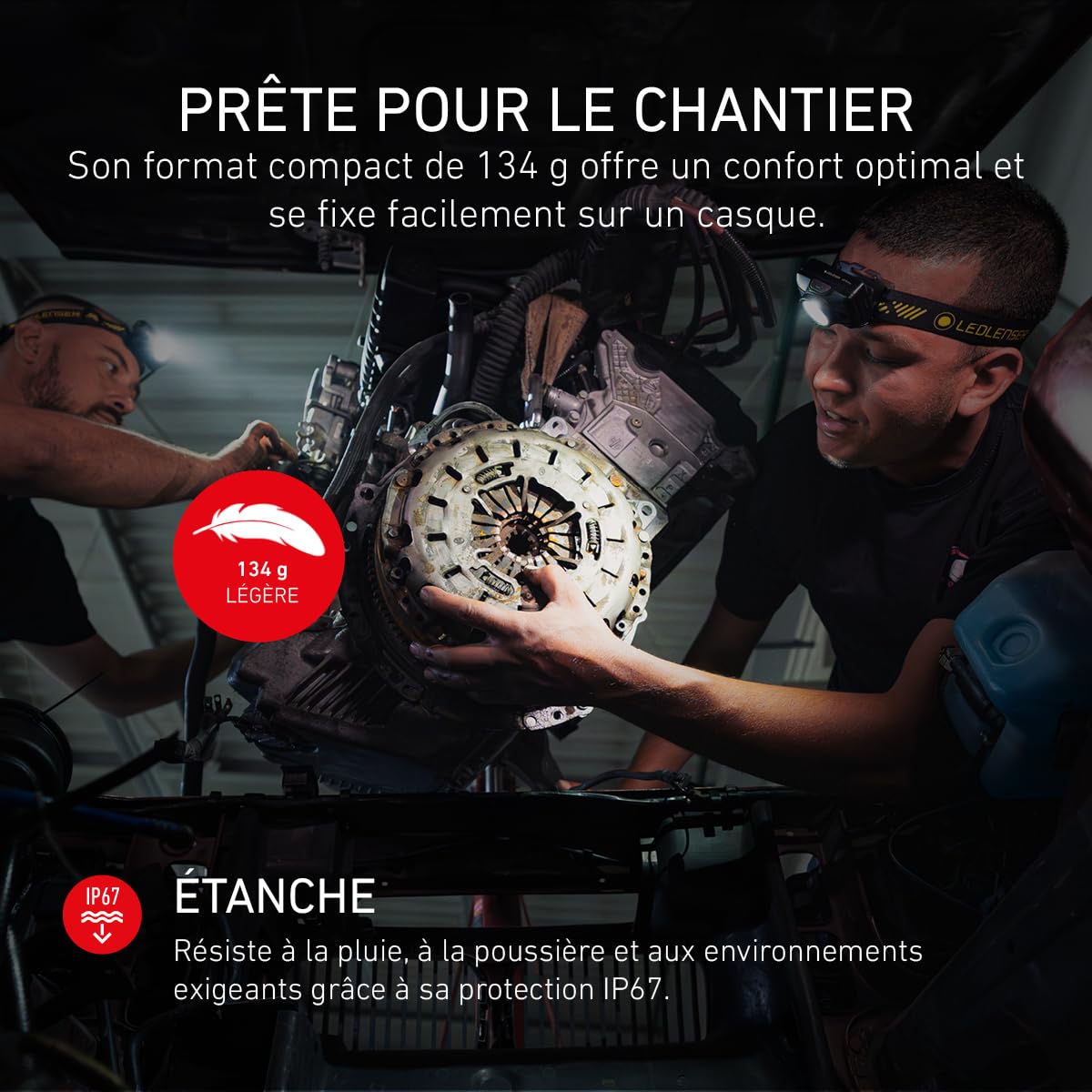 Ledlenser HF7R Pro, Lampe frontale rechargeable 1200lm IP67, Support casque