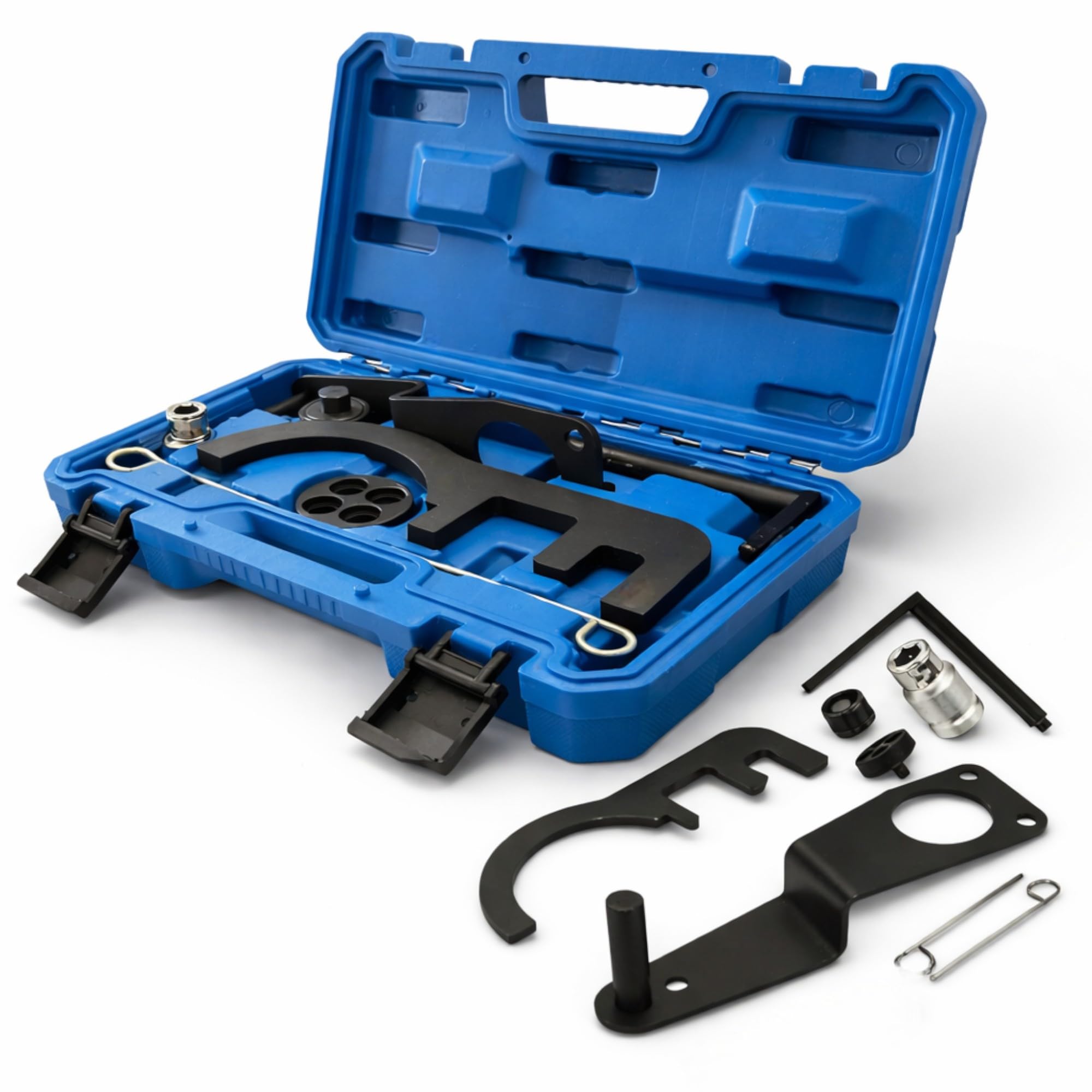 topolenashop Kit Attrezzi Messa in Fase Motore Compatibile con BMW N47 N47S N57 N57S Diesel 2.0 3.0 DOHC – Set 8 Pezzi Bloccaggio Albero a Camme e Albero Motore GS1753A