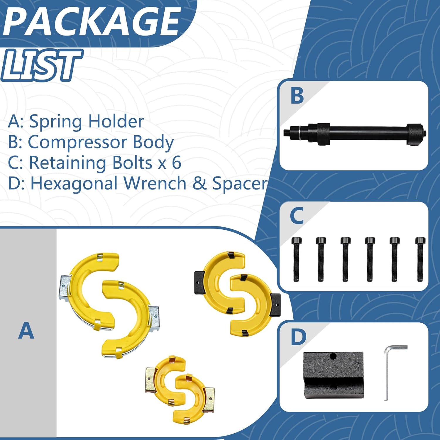 Strut Spring Compressor Set Strut Spring Compressor Kit Interchangeable Fork Strut Coil Extractor Remover Tool with Protective Sleeve & Carrying Case