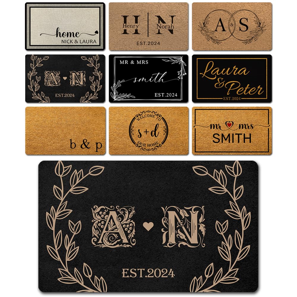 Door Mat 30"x18", Custom Personalized Couples Name Welcome Doormat Wedding Housewarming Gifts - Floor Front Doormat Indoor Outdoor Welcome Door Mat