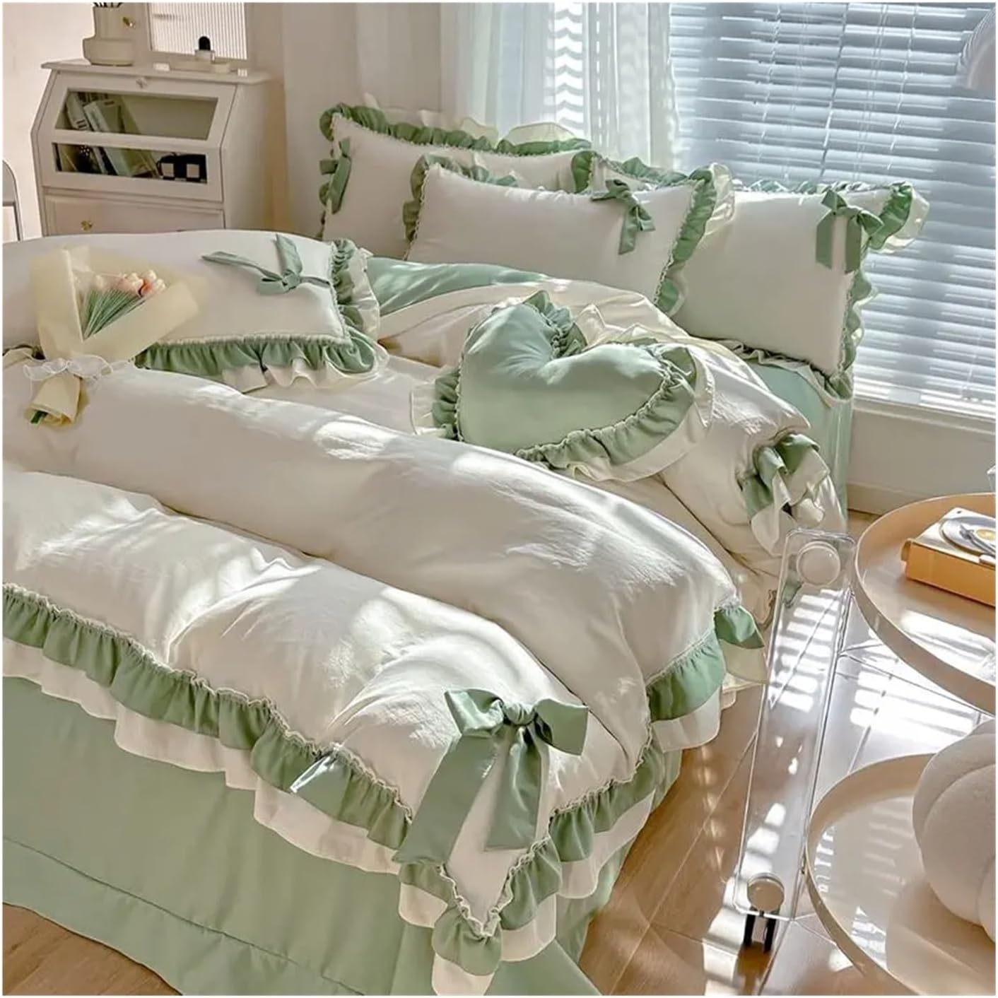 Bed, Four Seasons Universal Cotton Bedding Set, Princess Style Home high-end Bed Sheet Quilt Cover Pillowcase Four-Piece Set