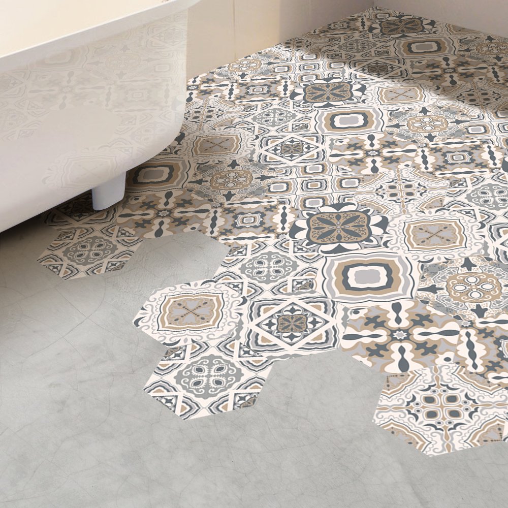 Alwayspon Vinyl Piastrelle Piano Adesivo per la Decorazione Domestica - Esagono Salotto Cucina Bagno Pavimento Campagna Decalcomanie, Sbucciare e Stick autoadesiva