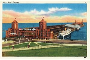 Navy Pier, Chicago Postcard City Art Souvenir Magnet for Refrigerator