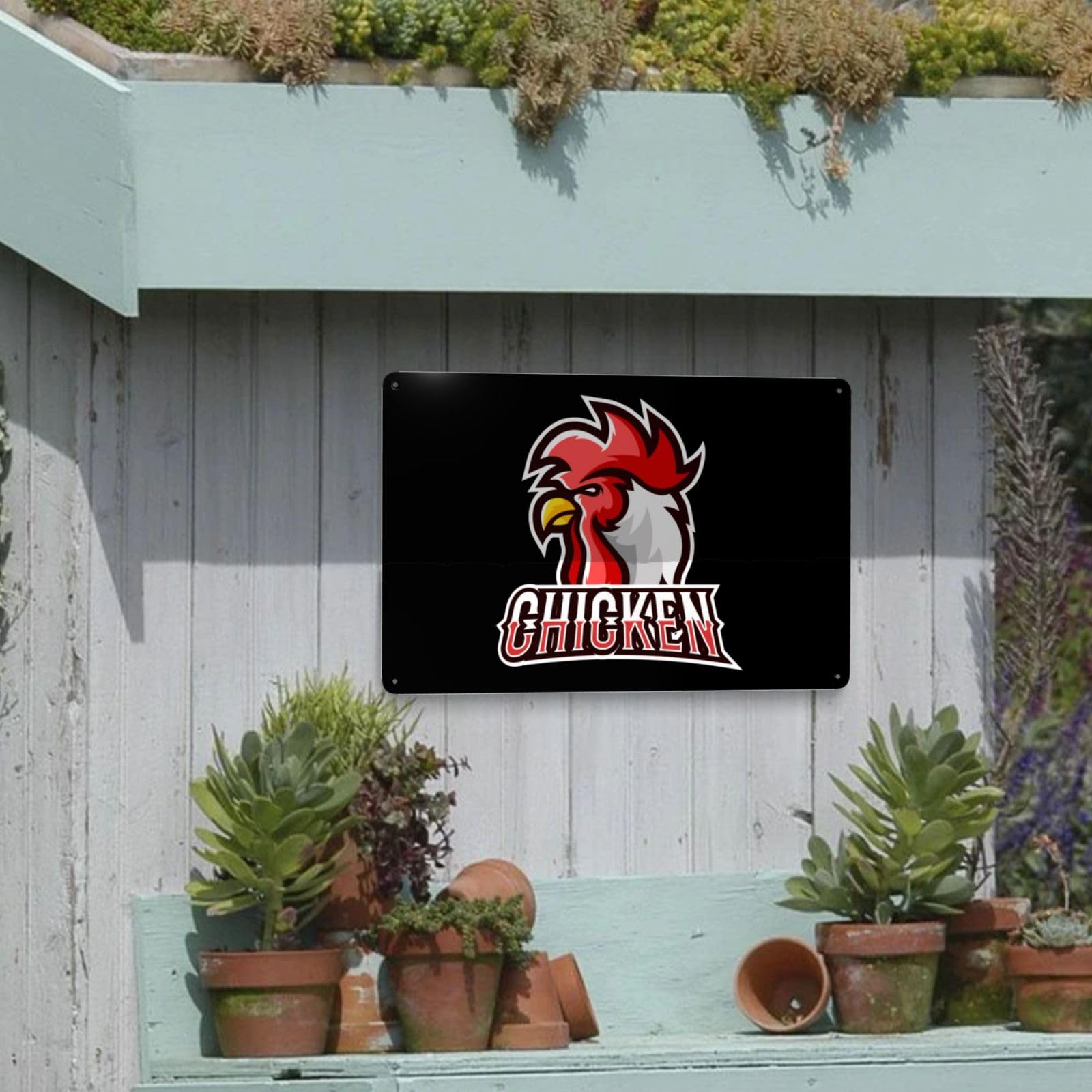 Vintage Chicken Tin Sign - 'Grow Good Things' Retro Metal Decor 8x5.5 Inch