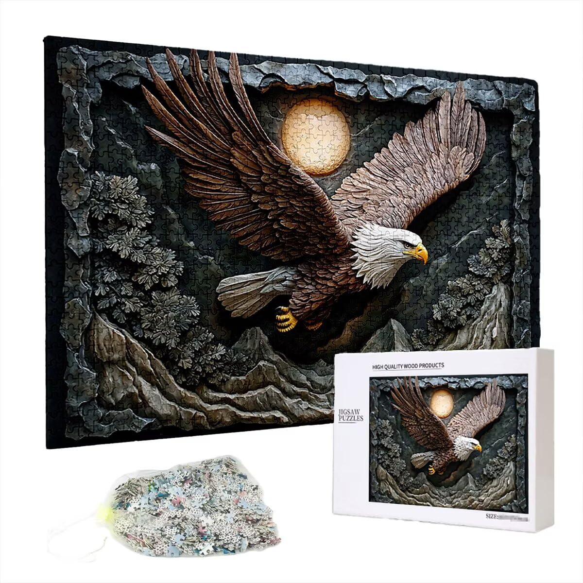 Puzzle 4000 sztuk jastrząb dla dorosłych, abstrakcyjne drewniane puzzle dla dorosłych, trudne drewniane łamigłówki, rodzinne gry edukacyjne, łamigłówki z pudełkiem na prezenty dekoracje do domu