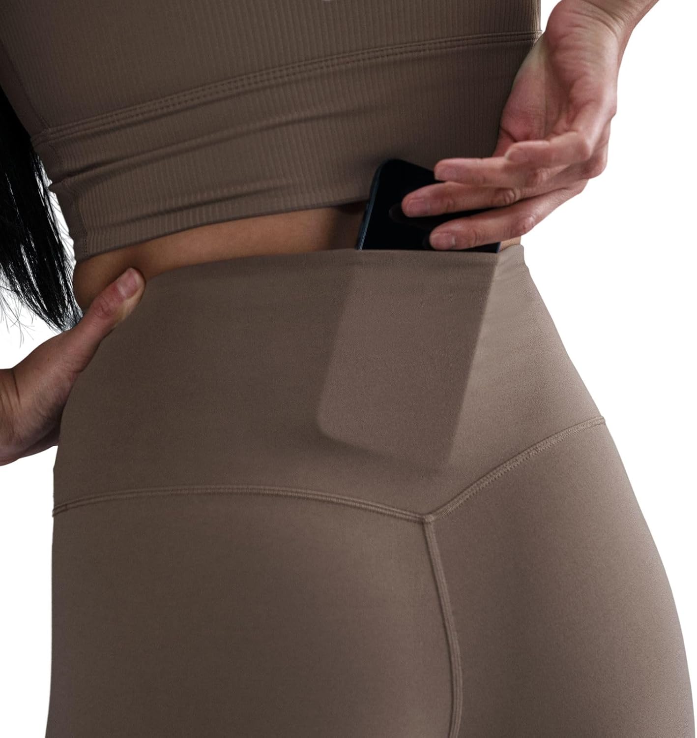 Nike Zenvy Women's Gentle-Support Mid-Rise 7/8 Leggings (DQ6015-233, Mink Brown/Black) Size Large