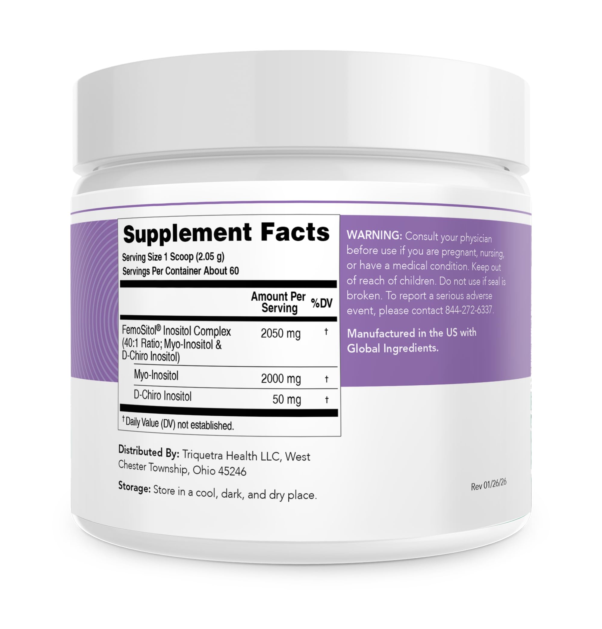 FemoSitol Inositol Powder, 40:1 Ratio Myo-Inositol & D-Chiro Complex, 123g — Amazon image 4