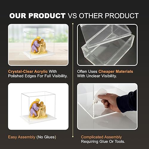 Vista 40 de Better Display Cases Versátil vitrina de acrílico transparente - Caja rectangular grande con base blanca 18" x 12" x 3" (BK09)