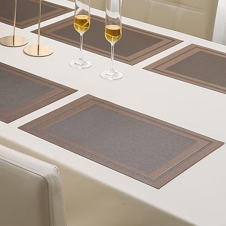 HOKIPO Pvc Set Of 6 Mats For Dining Table - 45X30 Cm (Ar888, Polyvinyl Chloride)