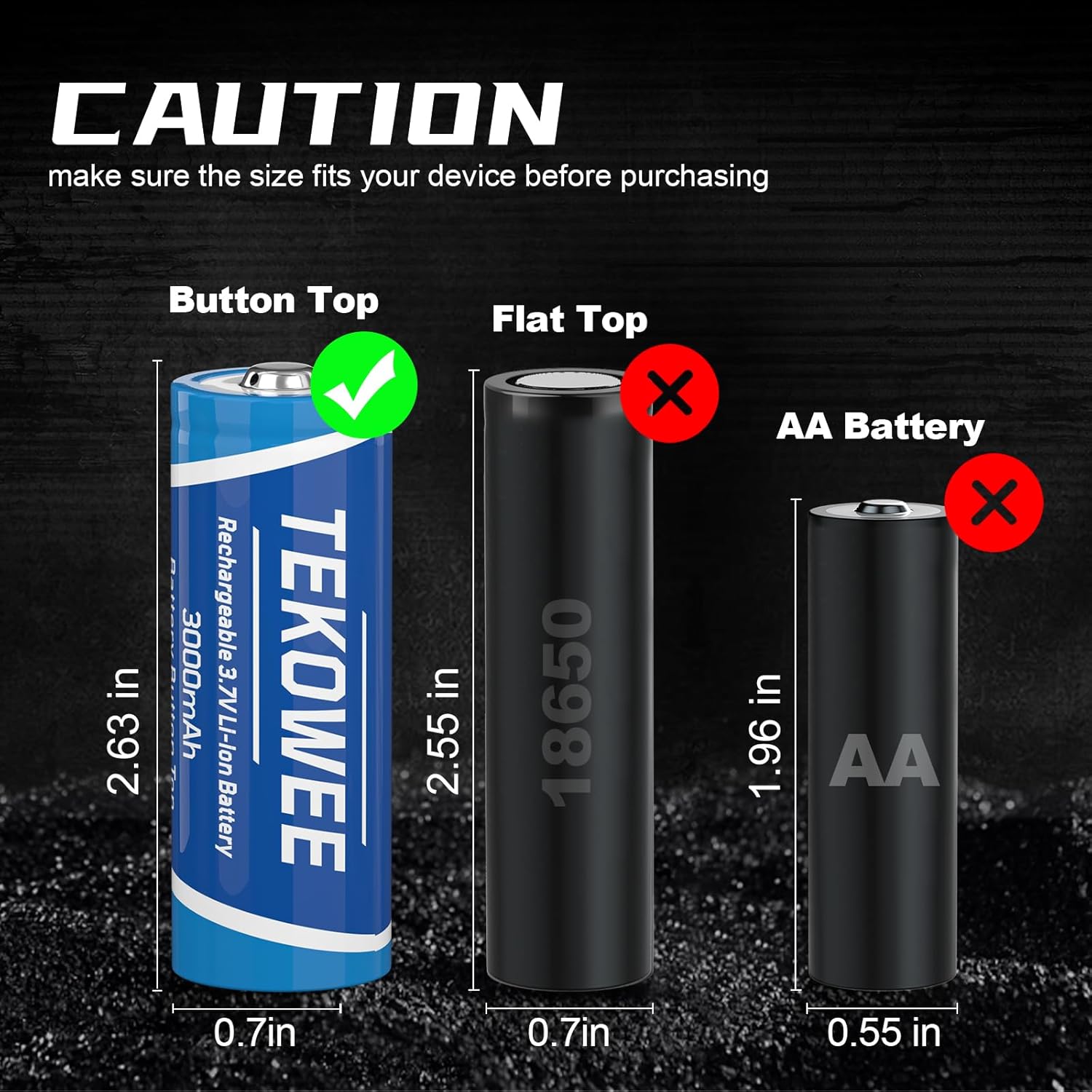 3.7V Battery Case 6 Pack Set, 3.7v Button top Batteries for Flashlights, Headlights, Fans, Digital Cameras, Toys, Radios, Speakers, Surveillance Equipment, etc