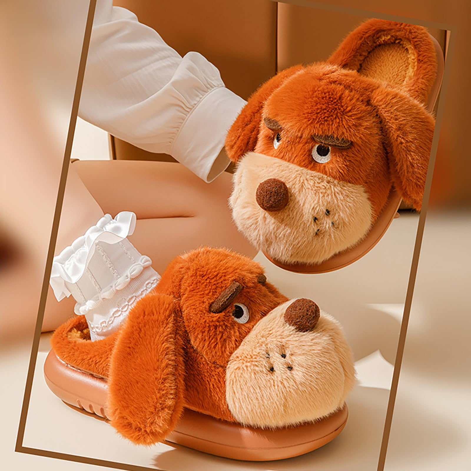 Pantuflas de felpa para mujer lindas dibujos animados, pantuflas cómodas
