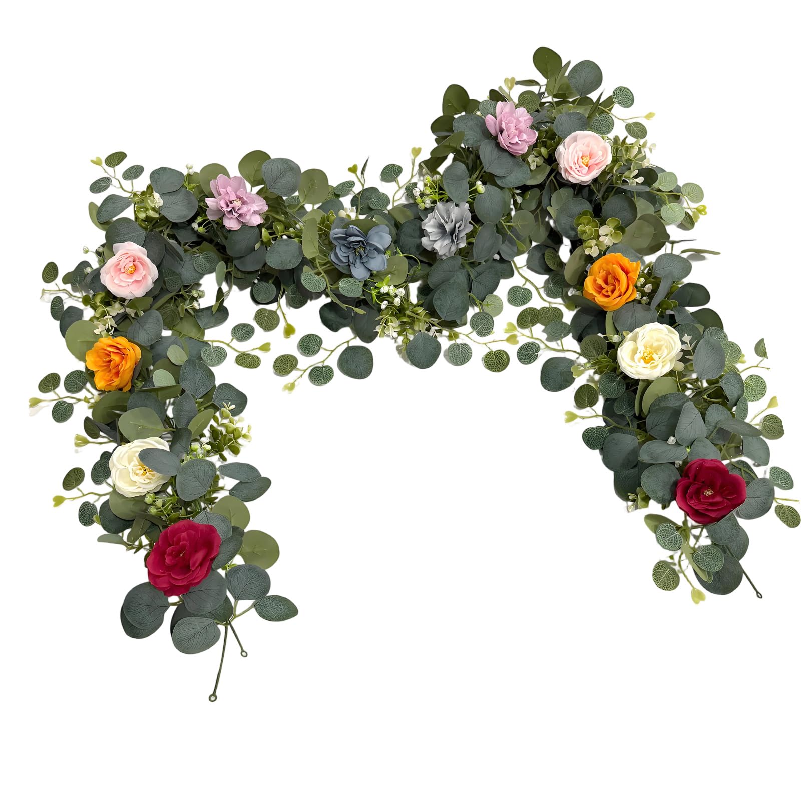 WGBOSMG Realistic Faux Flower Greenery Wall Decoration Decorative Green Leaves Vine Hanging Ornament for Party Wedding Synthetic Blossomy Wreath