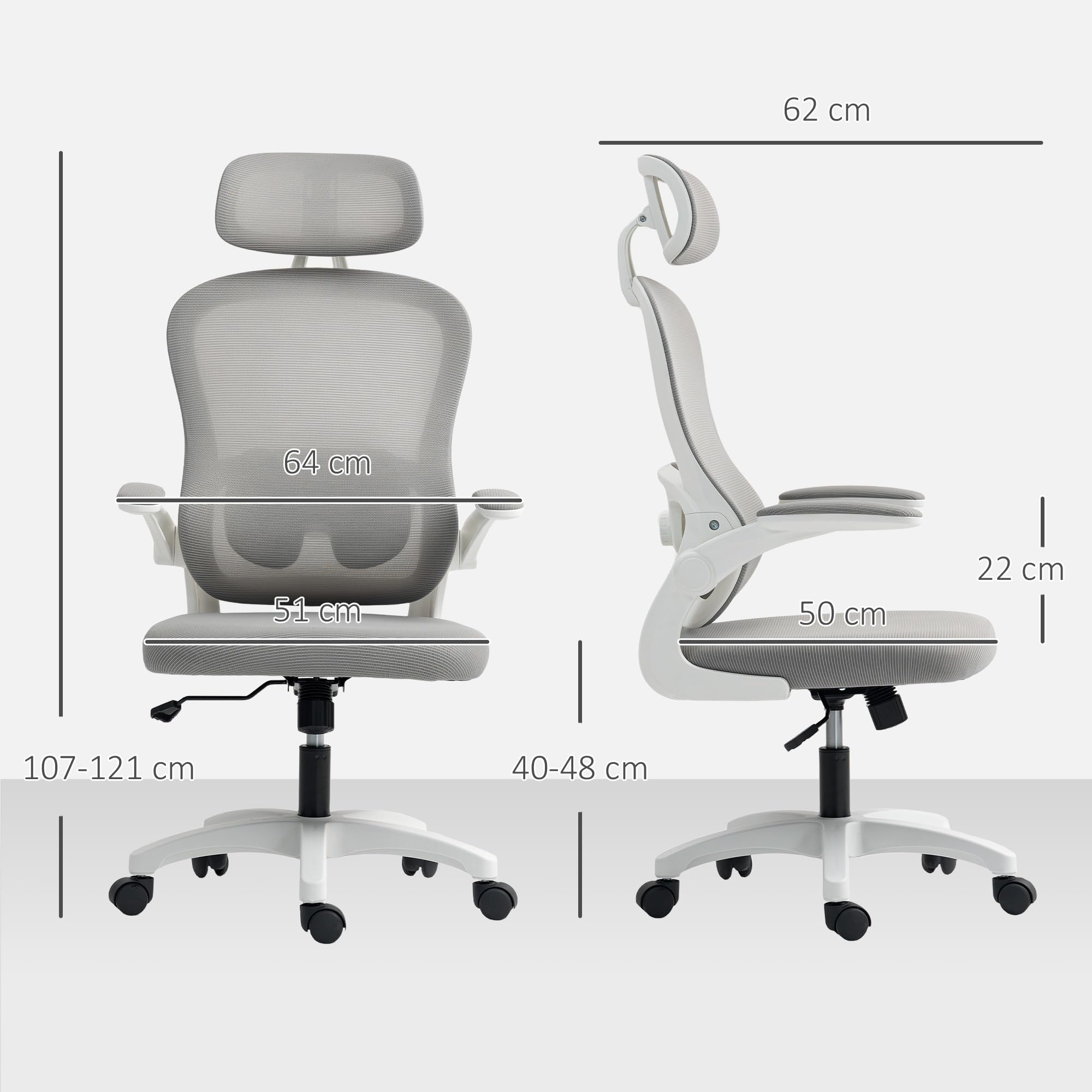 HOMCOM Sedia ergonomica da ufficio con funzione dondolo grigia