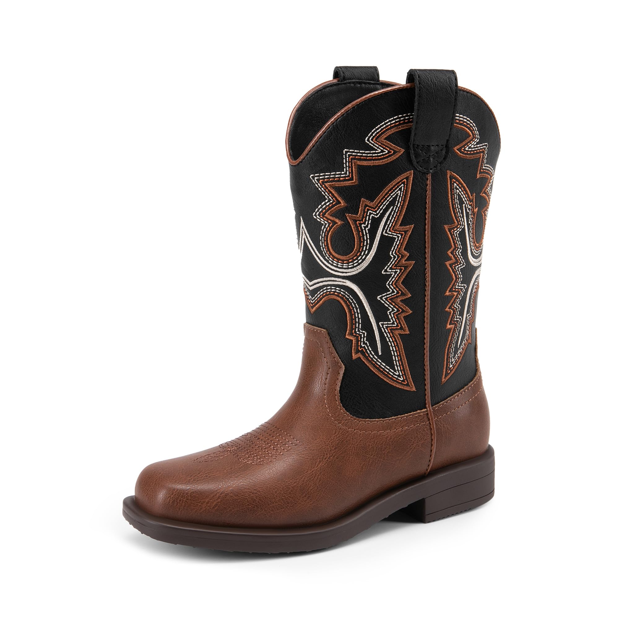DREAM PAIRS Stivali da cowboy per ragazzi e ragazze stivali da equitazione con punta quadrata stile western