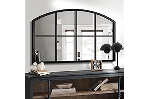 Wide Window Pane Black Mirror: A Touch of Farmhouse Charm for Your Living Room