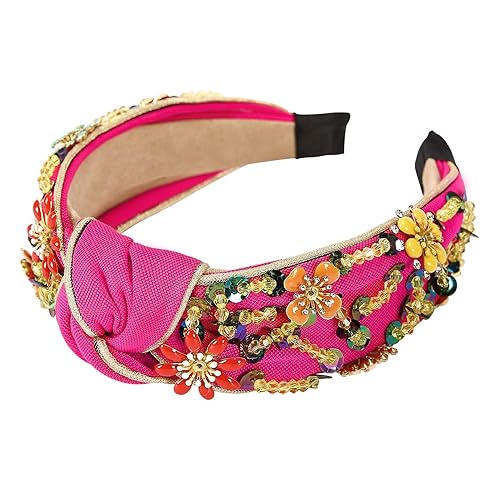 Yusier Diademas anchas de cristal con diamantes de imitación para mujer nudo turbante banda para el cabello vintage joyería hecha a mano accesorios