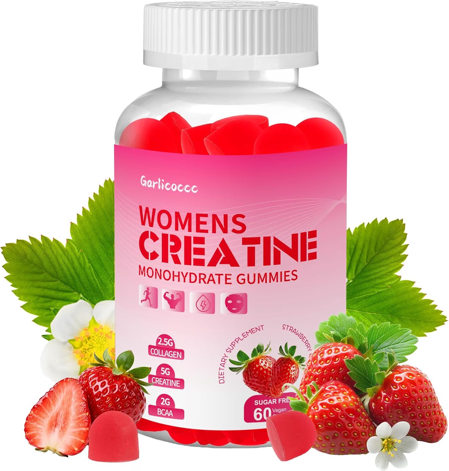 Sugar Free Creatine Gummies for Women,Strawberry Flavor