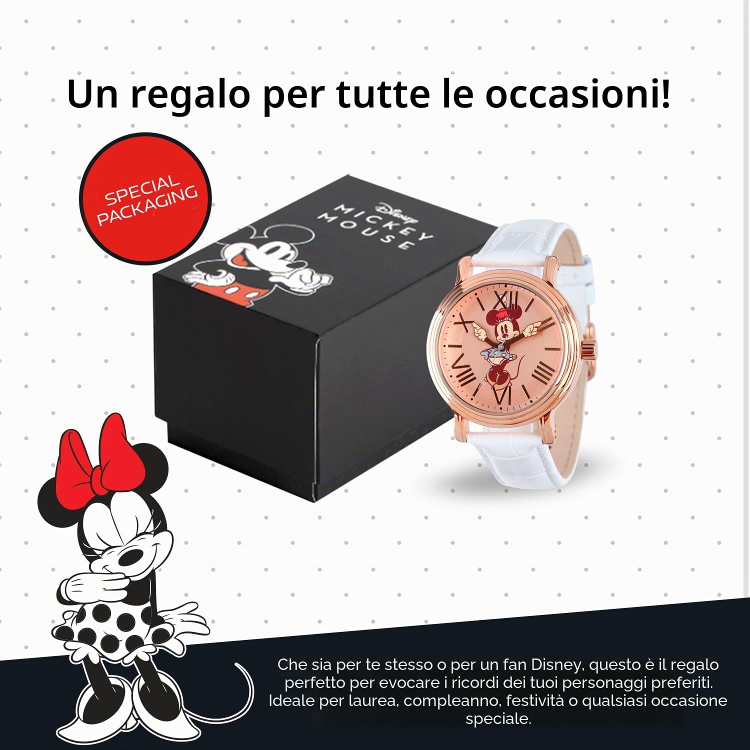 Disney - Orologio da polso da donna, motivo: Minnie Mouse