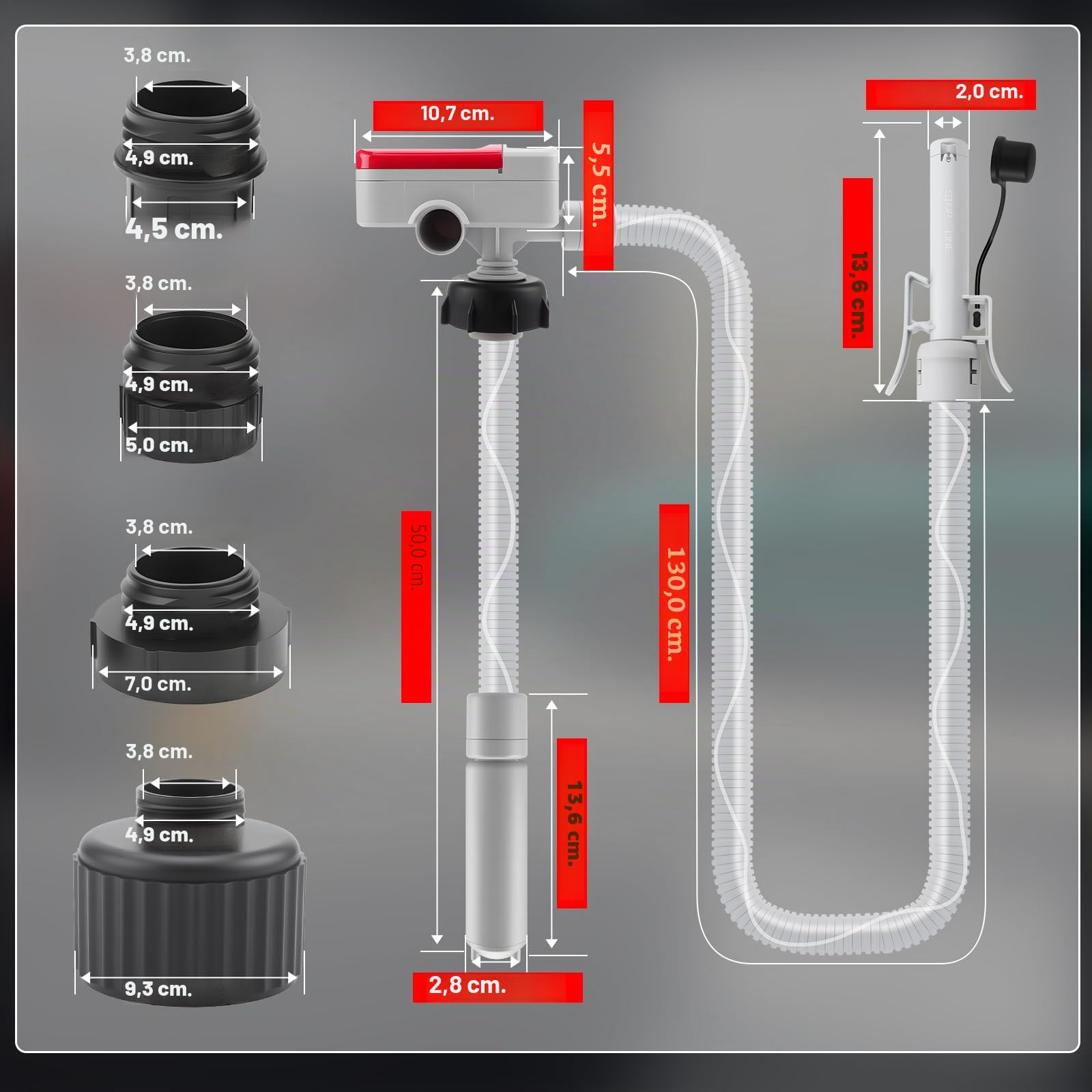 Bomba de Transferencia de Combustible con Sensor de Parada Automática Bomba de Combustible Eléctrica 12 V con USB-C para Transferencia de Gasolina Diésel (12 L/min) para Coche Autocaravana Generador