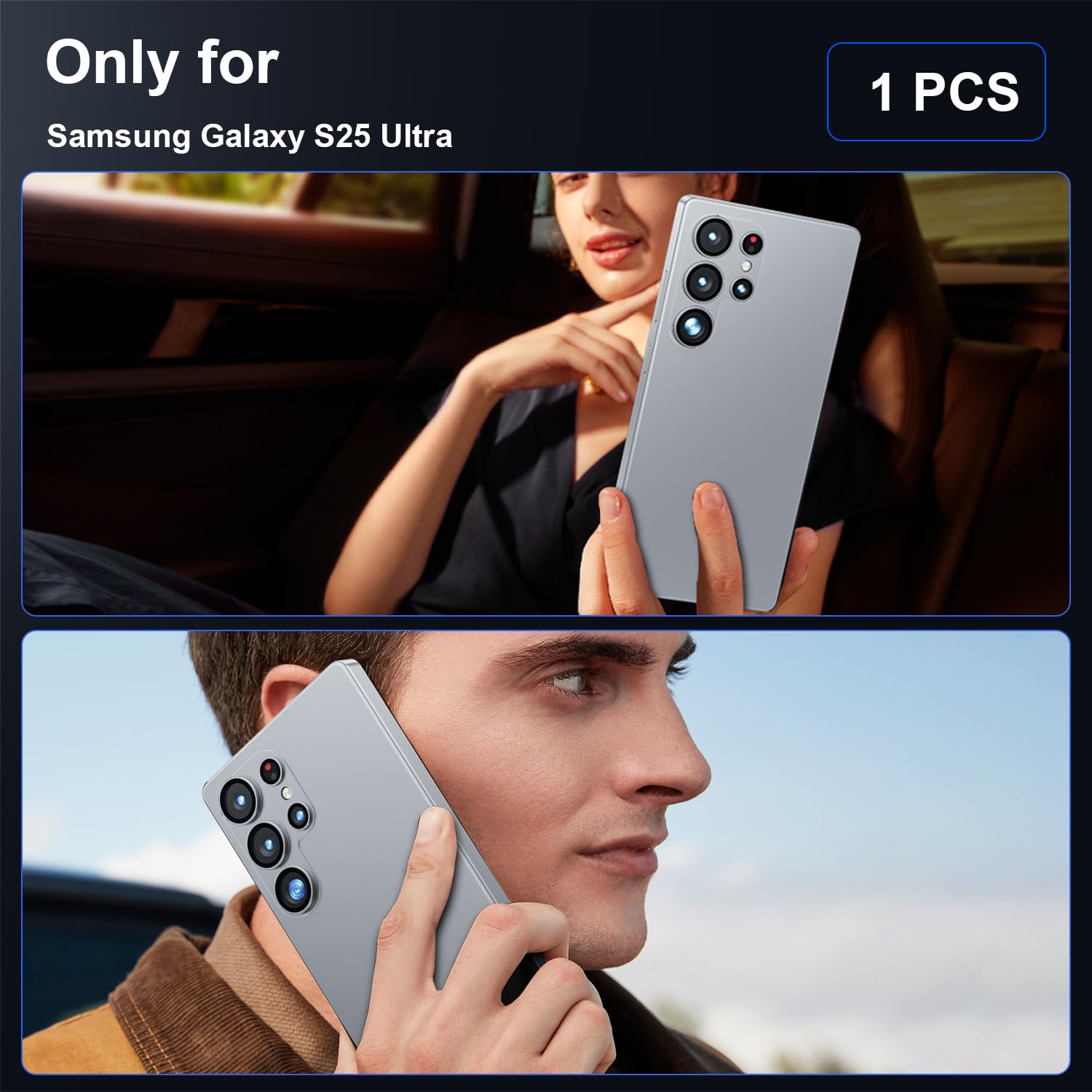 WSKEN Osłona obiektywu aparatu Samsung Galaxy S25 Ultra - matowa [test odporności na pękanie] 9H szkło hartowane osłona ekranu aparatu odporna na zarysowania metalowa osłona pierścieniowa 5G akcesoria