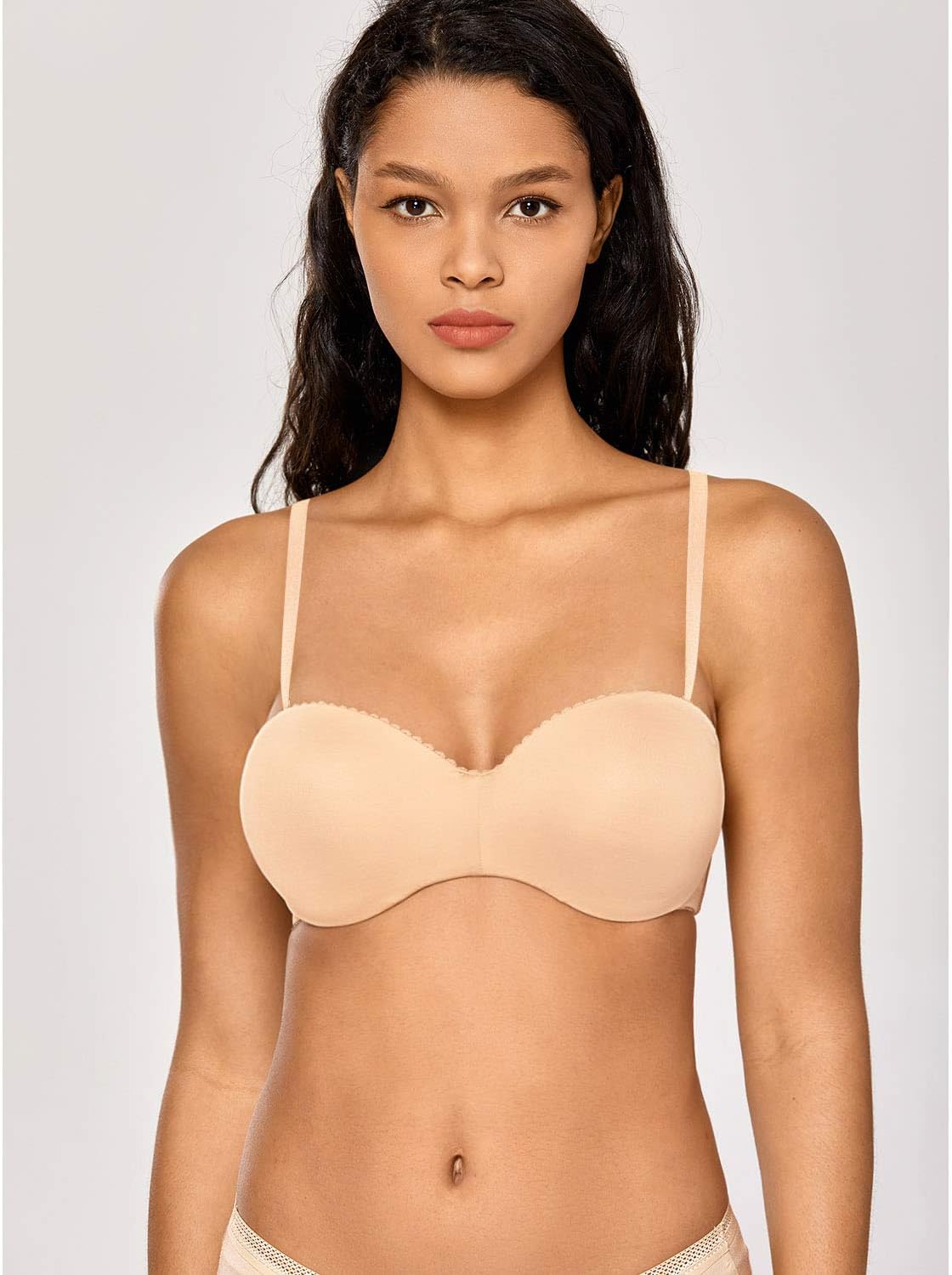 DOBREVA Women's Strapless Push Up Bra Plus Size Padded Underwire Multiway Bandeau - Image 5