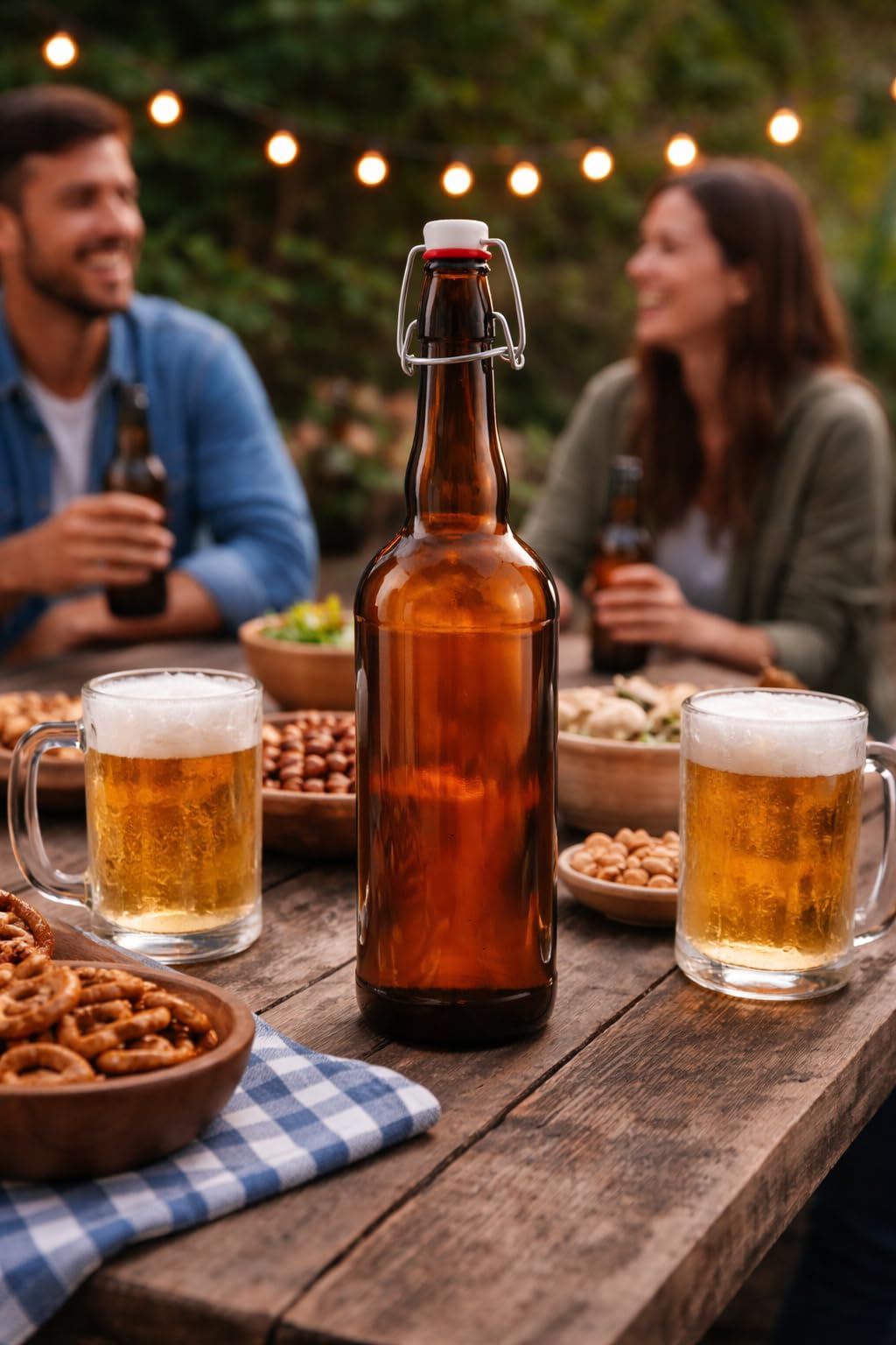 made in home - Botellas vacías de 750 ml para rellenar Marrón - Botellas grandes con cierre de clip - Juego de botellas de cristal para zumo, bebidas, licor, aceite, salsas (12)