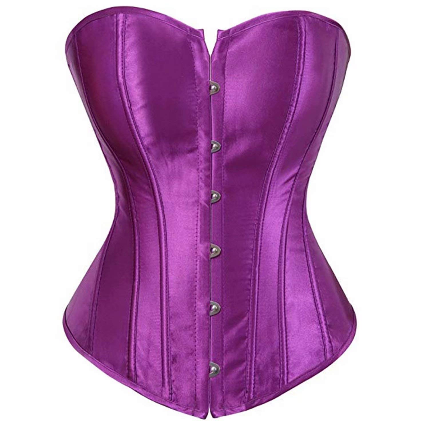 Purple Corset Top Bustier Princess Lace up Women Corsets Overbust Satin Plus Size XL