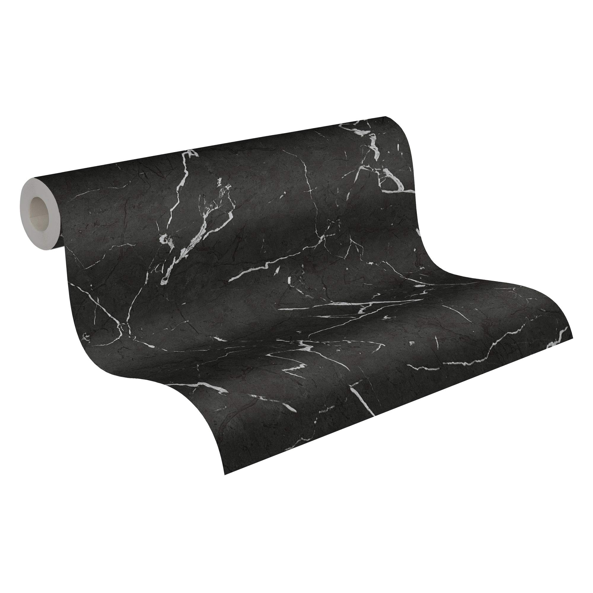 Galerie - Stone Effect Wallpaper - Black - BB51157